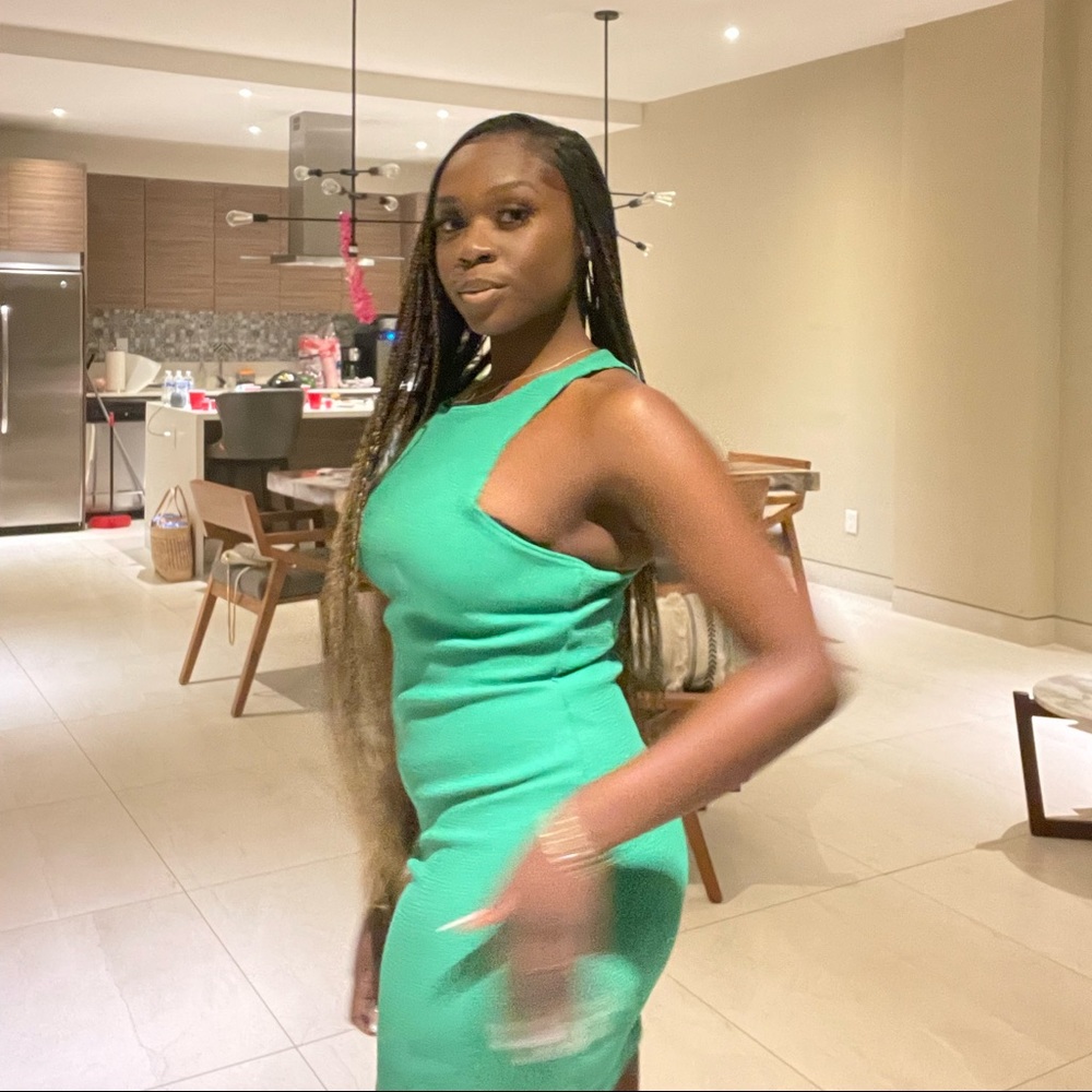 Green Racer Bodycon Dress - Picture 4 of 5